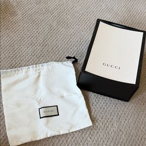 Gucci White Drawstring Dust Bag with Black Logo and Black Box